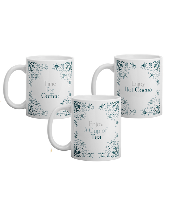 Enjoy Being Still with God (White: Tea, Coffee and Hot Cocoa) Modern Christian Mug Set (Set of 3) [11oz]