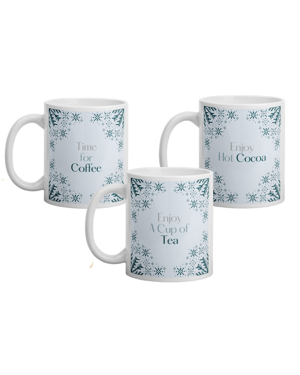 Enjoy Being Still with God (Soft Blue: Tea, Coffee and Hot Cocoa) Modern Christian Mug Set (Set of 3) [11oz]