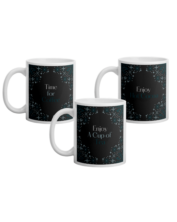 Enjoy Being Still with God (Dark Grey: Tea, Coffee and Hot Cocoa) Modern Christian Mug Set (Set of 3) [11oz]