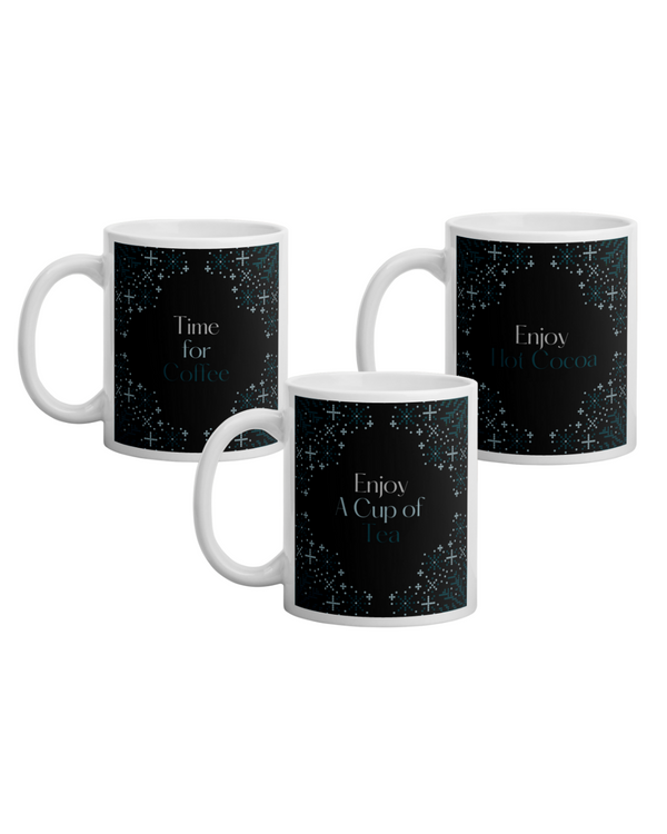 Enjoy Being Still with God (Black: Tea, Coffee and Hot Cocoa) Modern Christian Mug Set (Set of 3) [11oz]