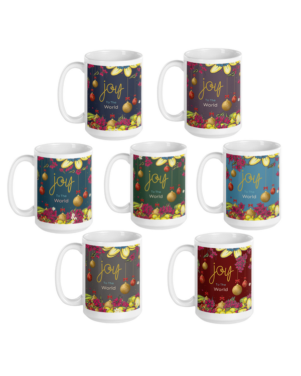 Joy to the World Decorations Modern Christian Christmas Mugs (Set of 7) [15oz]