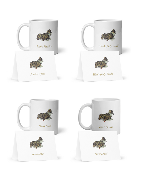 This is Love (The Lamb of God) Modern Christian Christmas Cards (Pack of 4 – 4” x 6”) and Mugs (Set of 4 – 11oz)