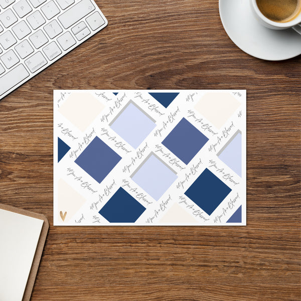 4YouAreBlessed Logo (Blue and Cream) Square Patterned Corporate Greeting Card