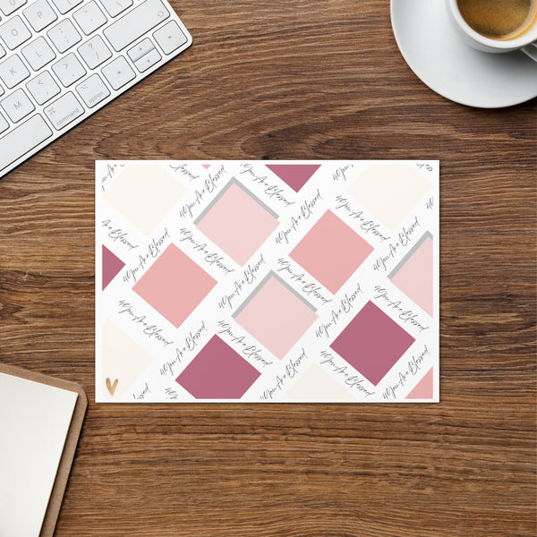 4YouAreBlessed Logo (Soft Pink and Cream) Square Patterned Corporate Greeting Card