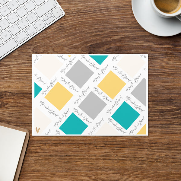 4YouAreBlessed Logo (Yellow, Grey, Green and Cream) Square Patterned Corporate Greeting Card