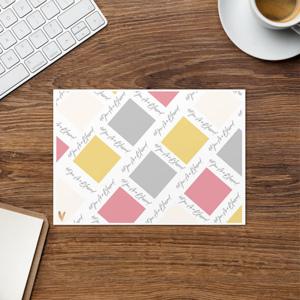 4YouAreBlessed Logo (Yellow, Grey and Pink) Square Patterned Corporate Greeting Card