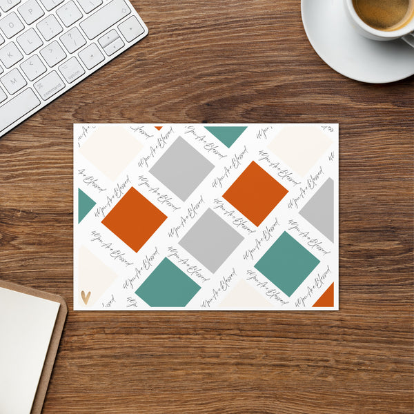 4YouAreBlessed Logo (Orange, Grey, Green and Cream) Square Patterned Corporate Greeting Card