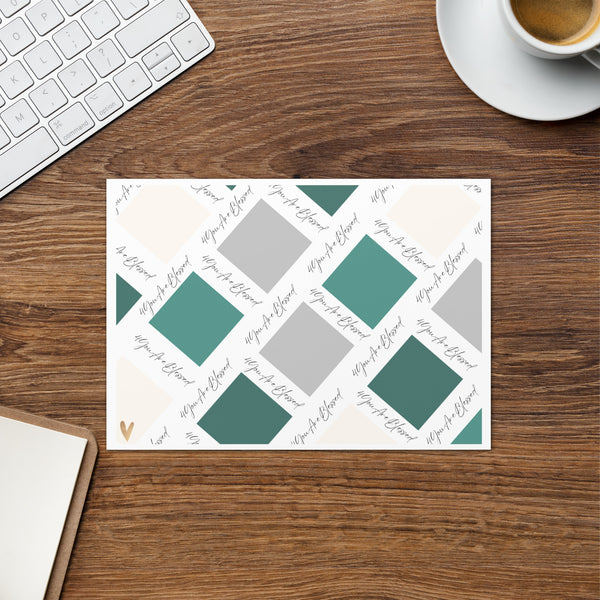 4YouAreBlessed Logo (Green and Grey) Square Patterned Corporate Greeting Card