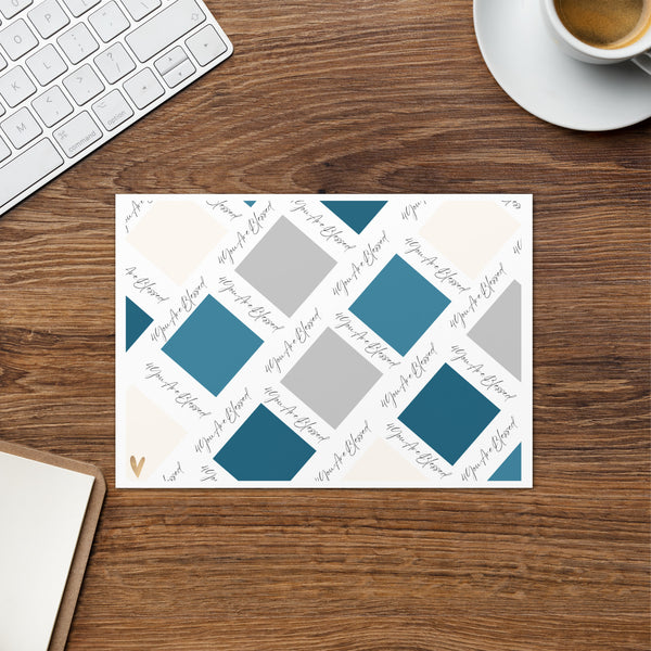 4YouAreBlessed Logo (Teal, Grey and Cream) Square Patterned Corporate Greeting Card