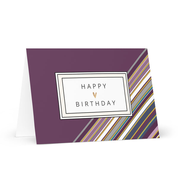 Happy Birthday (Purple and Striped) 4YouAreBlessed Greeting Card