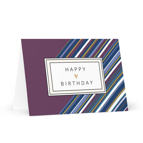 Happy Birthday (Purple with Stripes) 4YouAreBlessed Greeting Card