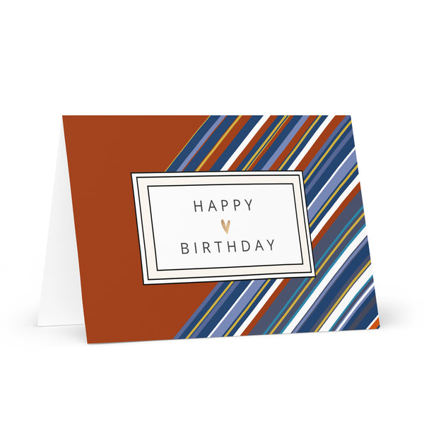 Happy Birthday (Rusty Orange with Stripes) 4YouAreBlessed Greeting Card