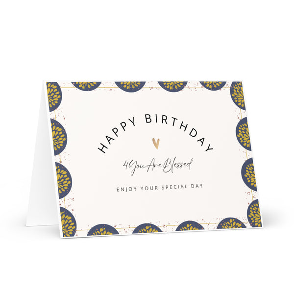 Happy Birthday 4YouAreBlessed Enjoy Your Special Day (Gold Flowers in Blue) Corporate Greeting Card