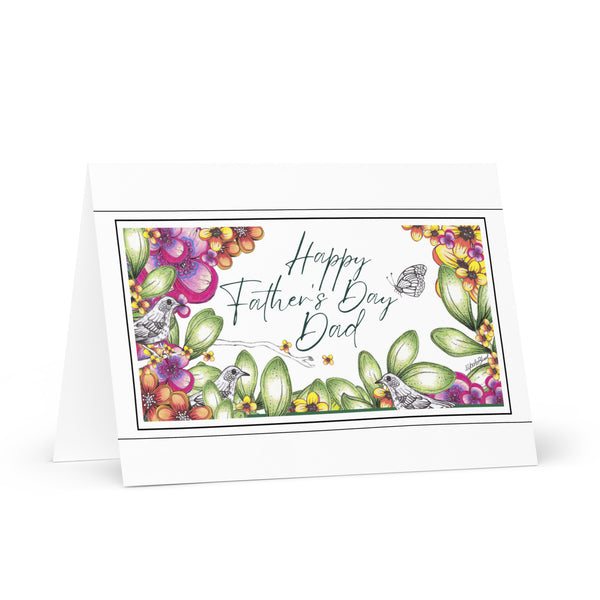 Happy Father’s Day (Meeting in the Tree’s – White Background) Beautiful Flowers 4YouAreBlessed Hand Drawn and Illustrated Greeting Card