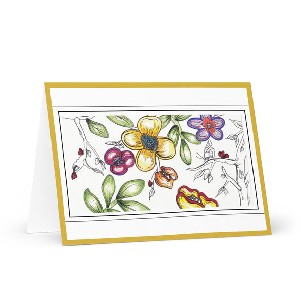 ‘Colours in The Trees’ (Gold Border) 4YouAreBlessed [Large Size] Hand Drawn Greeting Card