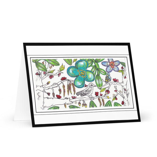 'Coloured in Blue’ (Black Border) 4YouAreBlessed [Large Size] Hand Drawn Greeting Card