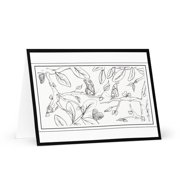 'Colour Me in Butterflies’ (Black Border) 4YouAreBlessed [Large Size] Hand Drawn Greeting Card