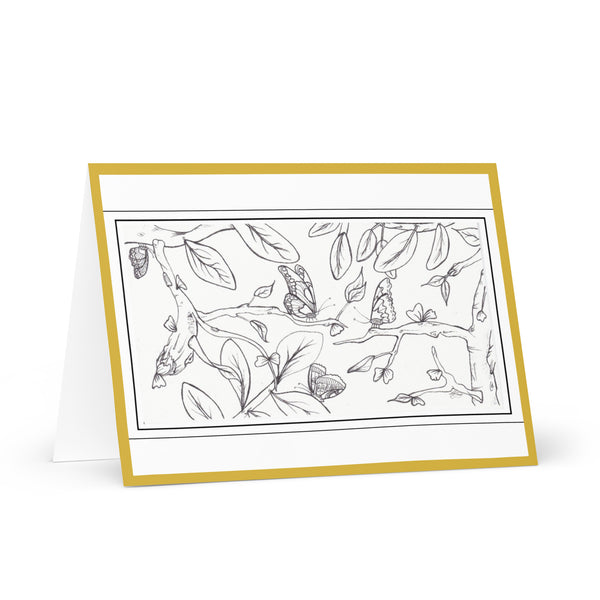 'Colour Me in Butterflies’ (Gold Border) 4YouAreBlessed [Large Size] Hand Drawn Greeting Card