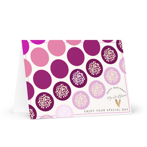 Happy Birthday 4YouAreBlessed Enjoy Your Special Day (Fuchsia Circle Patterned) Corporate Greeting Card