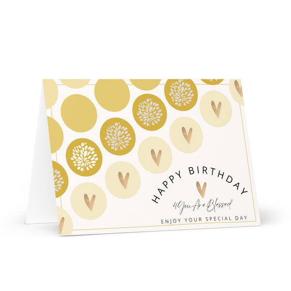 Happy Birthday 4YouAreBlessed Enjoy Your Special Day (Mustard Circle Patterned with Hearts) Corporate Greeting Card