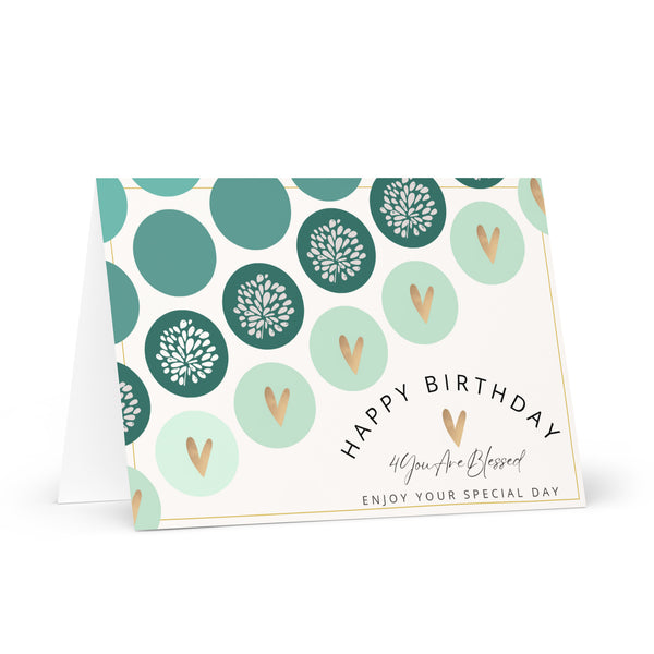 Happy Birthday 4YouAreBlessed Enjoy Your Special Day (Green Circle Patterned with Hearts) Corporate Greeting Card