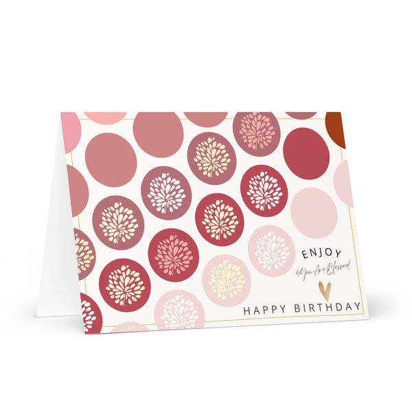 Enjoy 4YouAreBlessed Happy Birthday (Peach Circle Patterned) Corporate Greeting Card