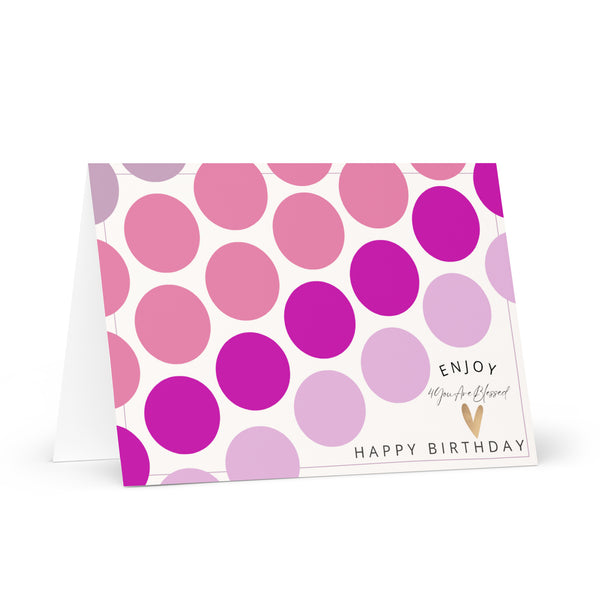 Enjoy 4YouAreBlessed Happy Birthday (Purple and Pink Circle Patterned) Corporate Greeting Card