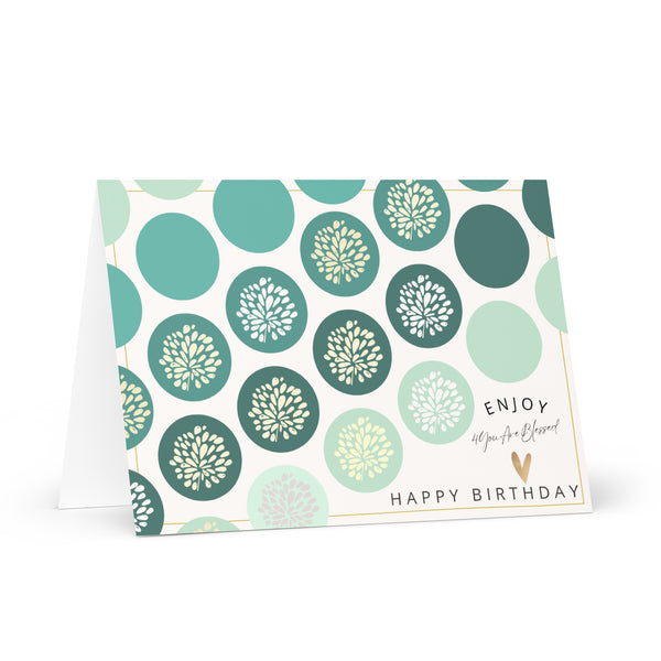 Enjoy 4YouAreBlessed Happy Birthday (Green Circle Patterned) Corporate Greeting Card