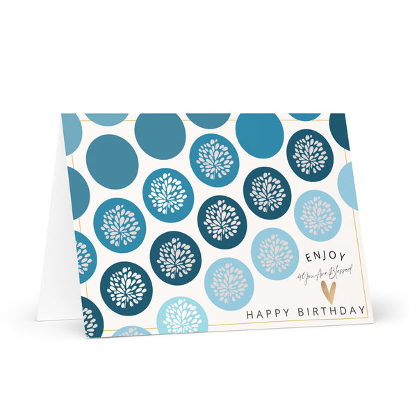 Enjoy 4YouAreBlessed Happy Birthday (Blue Circle Patterned) Corporate Greeting Card