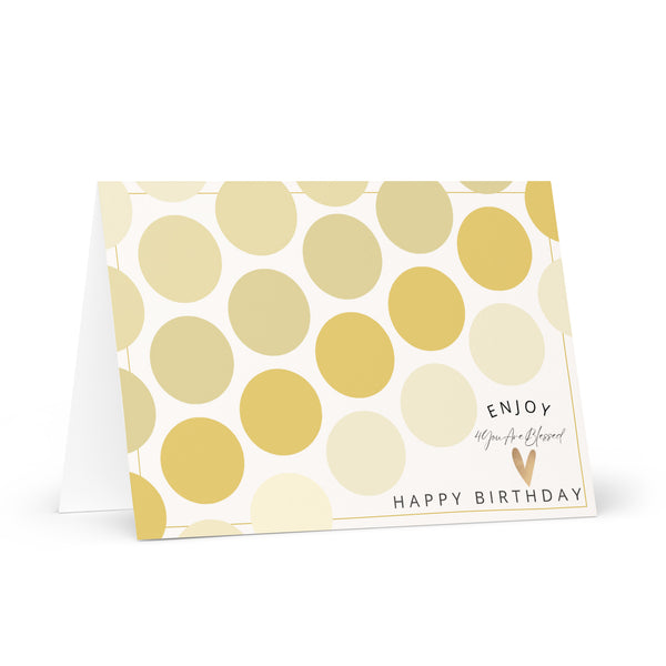 Enjoy 4YouAreBlessed Happy Birthday (Mustard Circle Patterned) Corporate Greeting Card