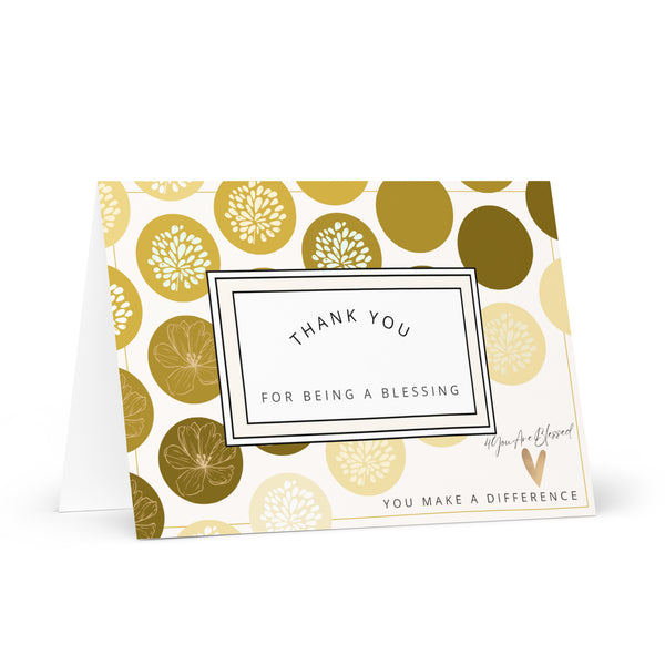 Thank You for Being a Blessing [4YouAreBlessed You Make a Difference] (Mustard Circle Patterned) Corporate Greeting Card