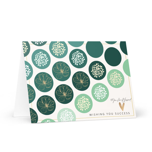 4YouAreBlessed [Wishing You Success] (Green Circle Patterned) Corporate Greeting Card