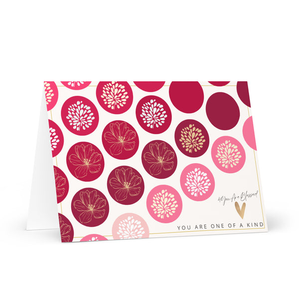 4YouAreBlessed [You Are One of a Kind] (Pink Circle Patterned) Corporate Greeting Card