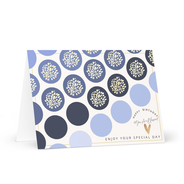 Happy Birthday 4YouAreBlessed Enjoy Your Special Day (Navy and Blue Circle Patterned) Corporate Greeting Card