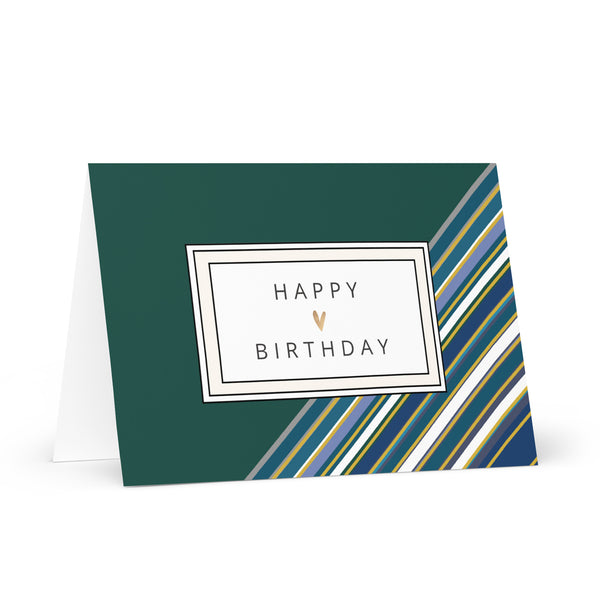 Happy Birthday (Bottle Green and Striped) 4YouAreBlessed Greeting Card