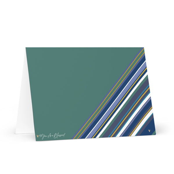 4YouAreBlessed (Sea Green and Multi-Colour Striped) Corporate Greeting Card