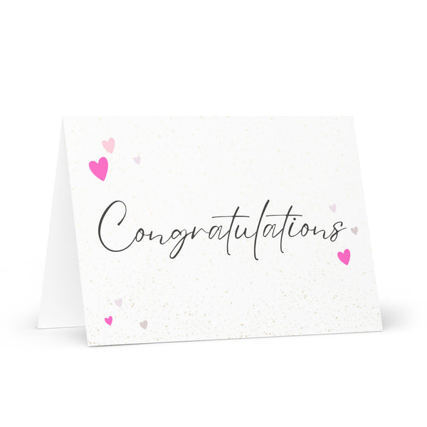 Plain and Simple Congratulations (With Shades of Pink Hearts) 4YouAreBlessed Greeting Cards