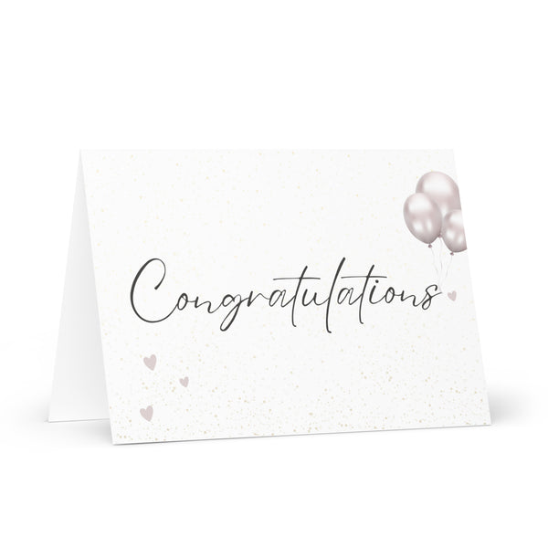 Plain and Simple Congratulations (With Soft Rose Gold Ballons and Hearts) 4YouAreBlessed Greeting Cards