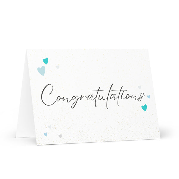 Plain and Simple Congratulations (With Shades of Blue Hearts) 4YouAreBlessed Greeting Cards