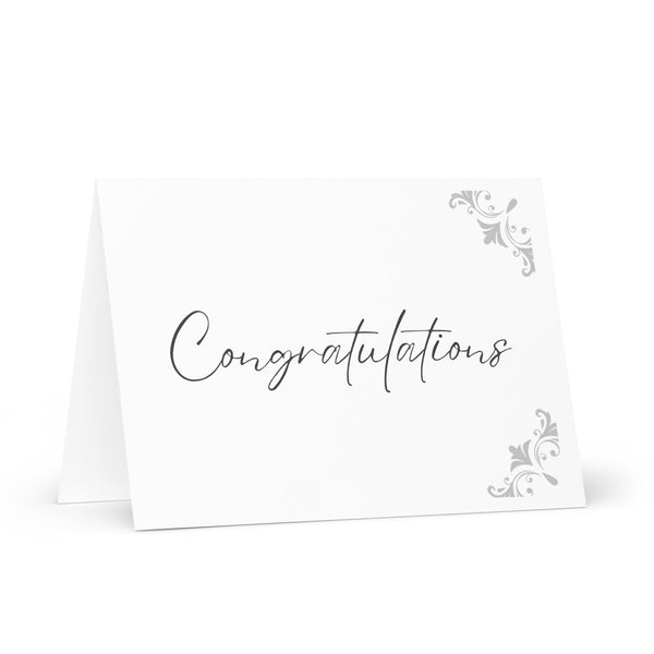 Plain and Simple Congratulations (With Right Side Silver Ornate Border) 4YouAreBlessed Greeting Cards