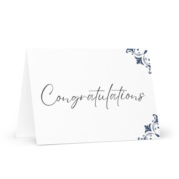 Plain and Simple Congratulations (With Right Side Navy Ornate Border) 4YouAreBlessed Greeting Cards