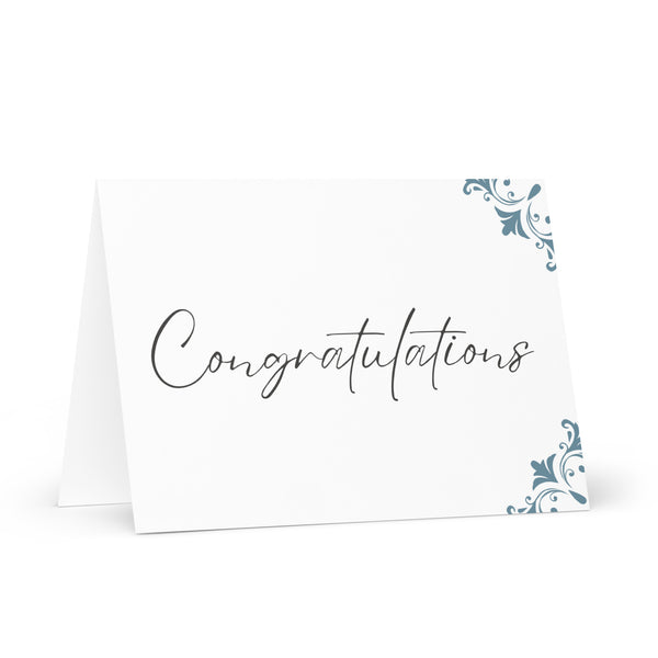 Plain and Simple Congratulations (With Right Side Teal Ornate Border) 4YouAreBlessed Greeting Cards