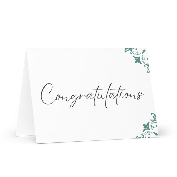 Plain and Simple Congratulations (With Right Side Sea Green Ornate Border) 4YouAreBlessed Greeting Cards