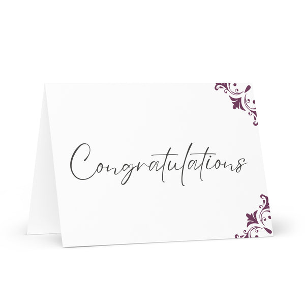 Plain and Simple Congratulations (With Right Side Purple Mauve Ornate Border) 4YouAreBlessed Greeting Cards