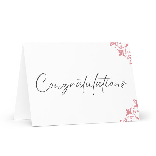 Plain and Simple Congratulations (With Right Side Soft Pink Ornate Border) 4YouAreBlessed Greeting Cards