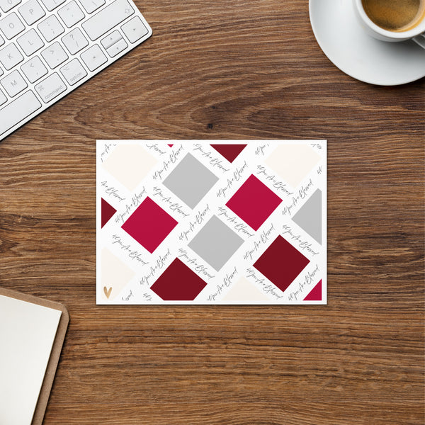 4YouAreBlessed Logo (Red, Ruby, Grey and Cream) Square Patterned Corporate Greeting Card