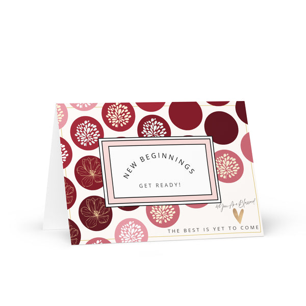 New Beginnings Get Ready! [4YouAreBlessed The Best Is Yet to Come] (Red Circle Patterned) Corporate Greeting Card