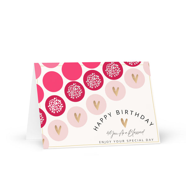 Happy Birthday 4YouAreBlessed Enjoy Your Special Day (Coral and Pink Circle Patterned with Hearts) Corporate Greeting Card