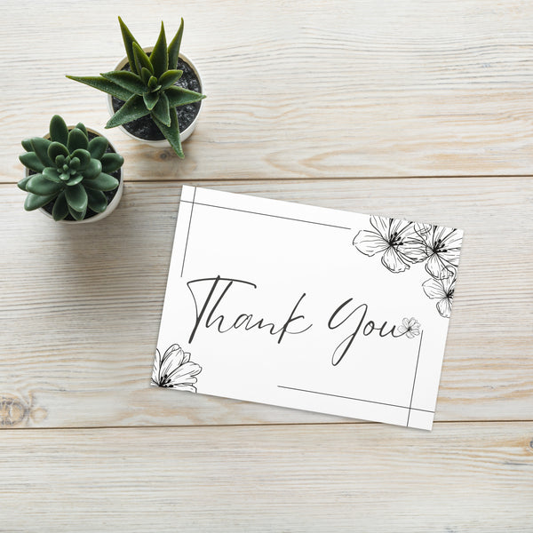 Thank You with Flowers 4YouAreBlessed [Black and White] Greeting Card