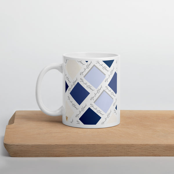 4YouAreBlessed Logo (Blue and Cream) Square Patterned White Glossy Corporate Mug